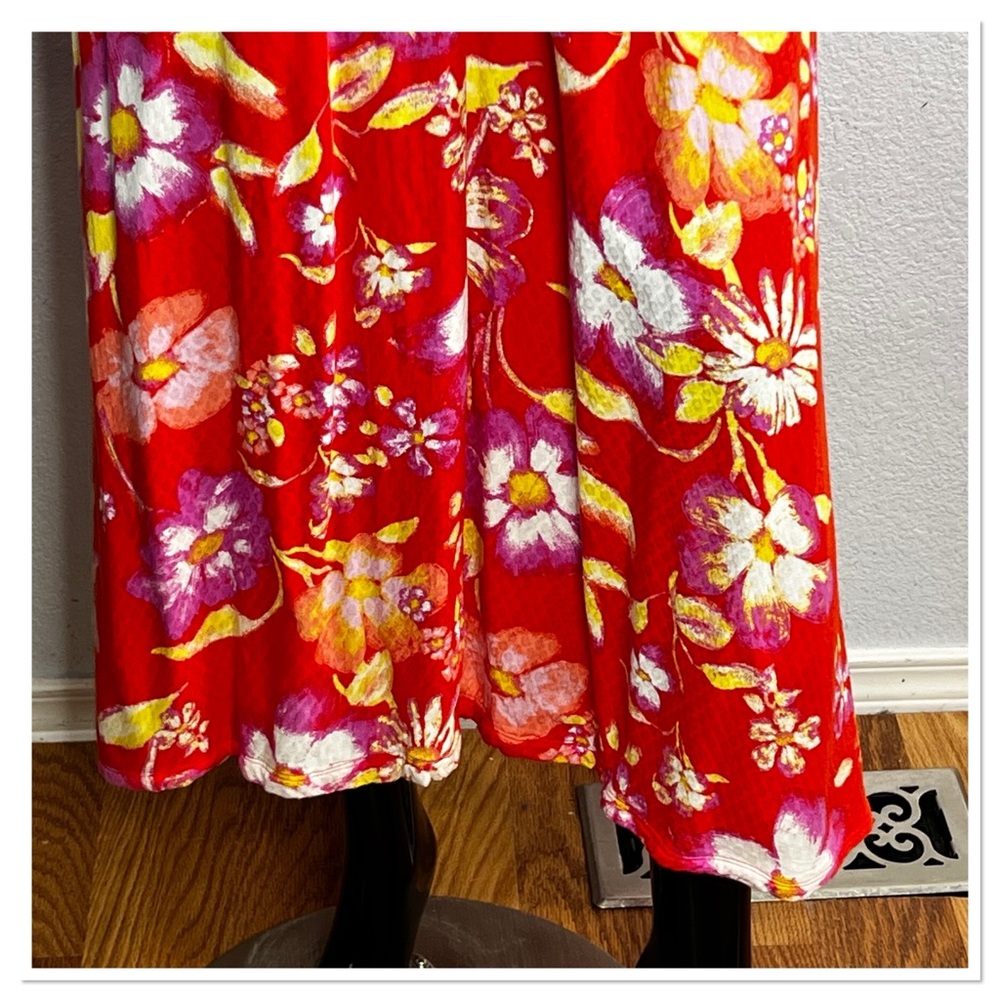 FREE PEOPLE Wisteria Maxi Dress Floral Vibrant Orange Sz M Viscous - Picture 5 of 12